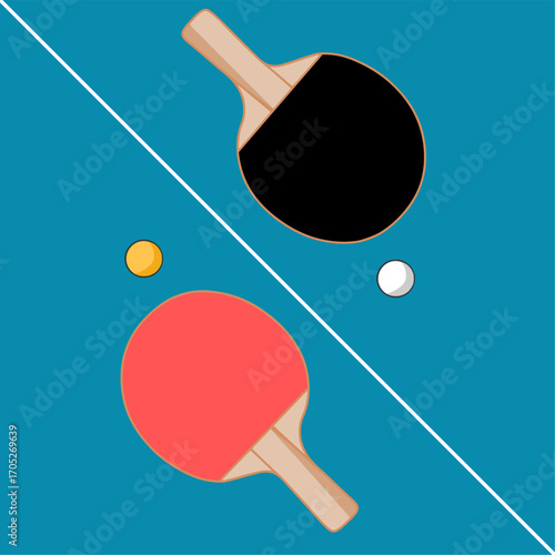 ping pong racket, Table tennis racket and ball