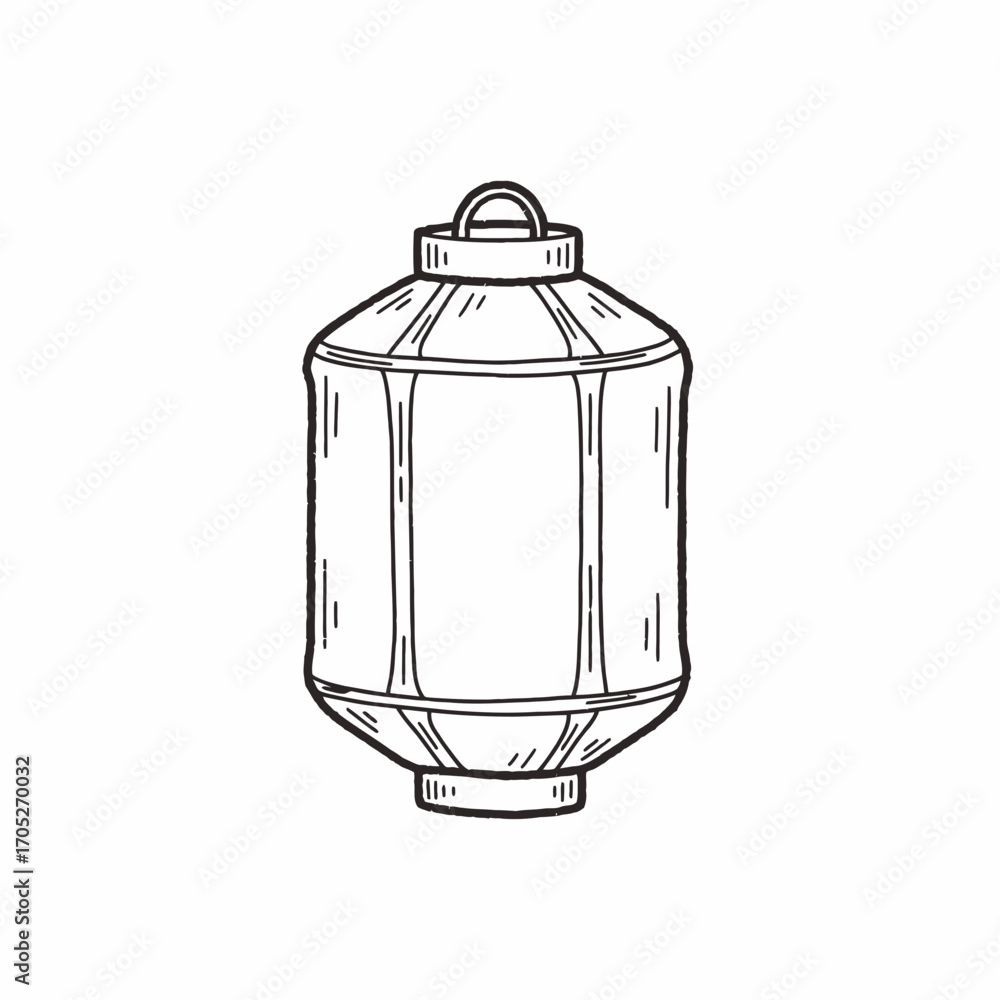 Obraz premium Hand-drawn illustration of a traditional cylindrical paper lantern.