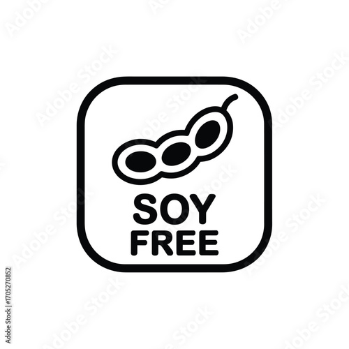 Soy free icon with soybeans and text