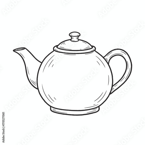 Hand-drawn illustration of a vintage-style teapot.