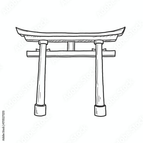 Simple sketch of a traditional Japanese torii gate.
