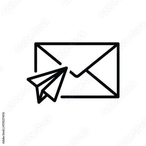 Paper airplane flying towards an envelope icon