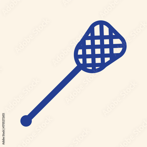 Simple modern blue fly swatter icon graphic, clean and minimalist design for pest control concepts.
