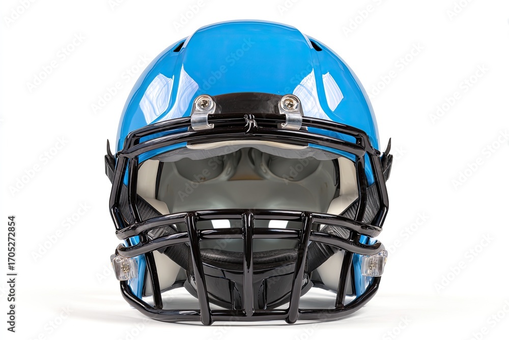 Fototapeta premium Bright blue football helmet, front view (1)