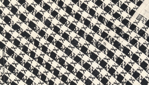 Seamless Houndstooth Fabric Texture: Ivory and Black Micro Pattern