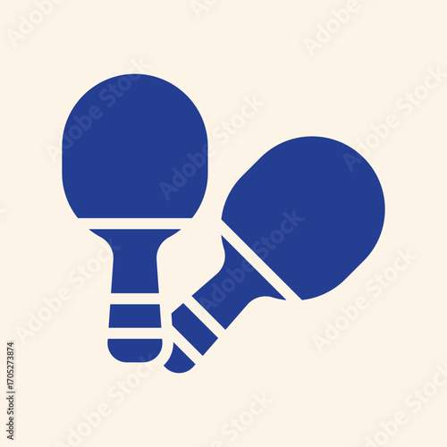 Dynamic duo of blue ping pong paddles ready for intense game action on clean background