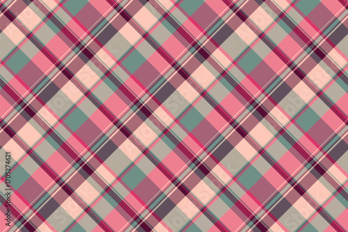 Skill background check pattern, youth textile tartan fabric. Carpet texture plaid seamless vector in red and pastel colors.