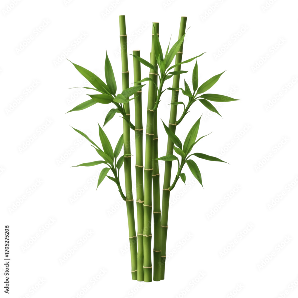 Fototapeta premium Vibrant green bamboo stalks against a stark black background