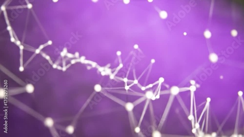 Abstract network of white dots connected by lines against a blurred purple background