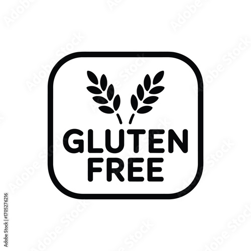Gluten free label with wheat stalks icon
