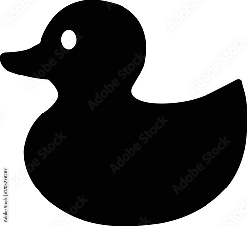 Duck Icon Flat Graphic Design,Bath rubber duck. Hand drawn sketch icon of baby toy. Isolated vector illustration in doodle line style.Simple black silhouette of a rubber duck stroke