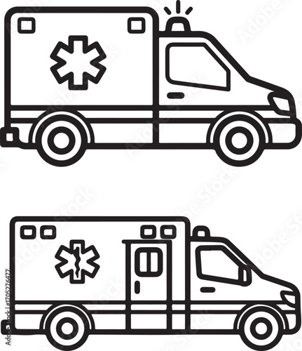 Emergency Ambulance Outline Drawing