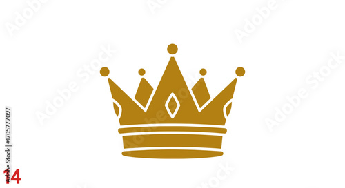 Gold crown on white background, symbol of royalty.