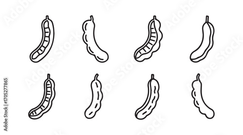 Collection of edamame pods in a simple silhouette style