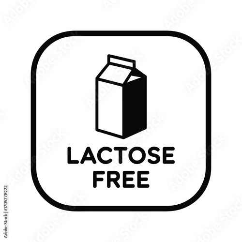 Lactose free milk carton icon for food labeling and product information