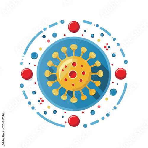 Coronavirus Germ Disease Cell Illustration with Viral Structure and Round Decorative Elements