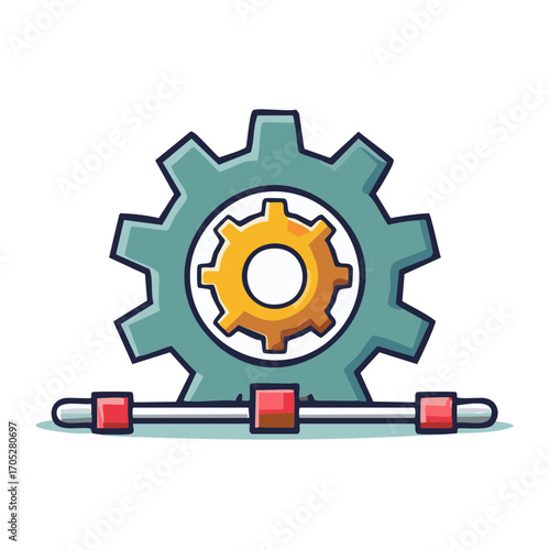 Gear Illustration with Slider Bar Mechanism Setting Tool Operation Processing