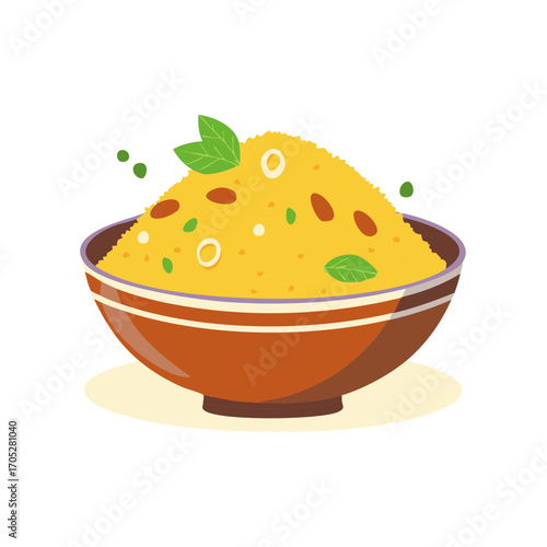Flavorful Yellow Rice Pilaf Dish with Green Peas and Fresh Mint Leaves