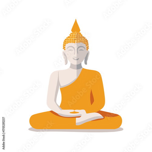 Buddha Illustration Seated in Lotus Position with Yellow Robe Representing Mindfulness and Spiritual Guidance