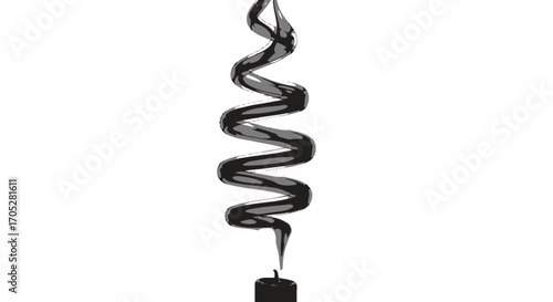 Abstract illustration of a stylized black candle with twisting smoke formation art