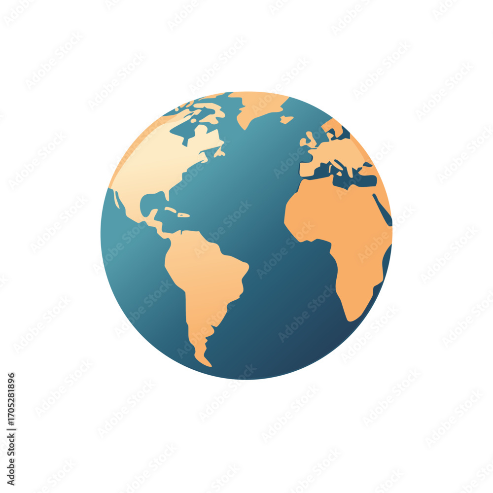 Naklejka premium Earth Globe World Map Isolated Continent Design Element Icon Illustration