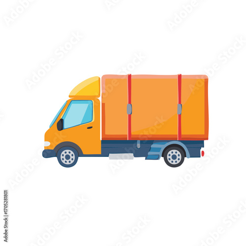 Orange cargo delivery truck illustration for shipping and logistics services