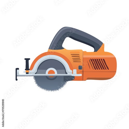Orange circular saw, construction tool, woodworking equipment, for carpentry and DIY projects