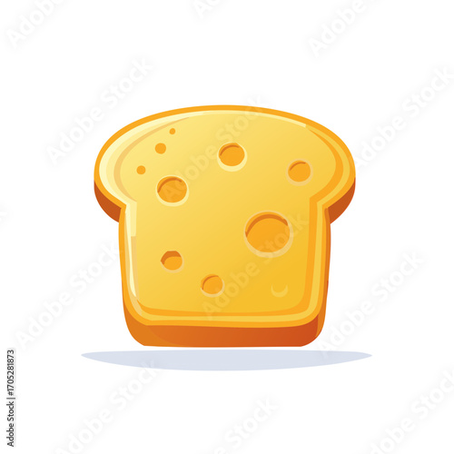 Vibrant golden cartoon bread slice illustration featuring delightful holes for breakfast or toast