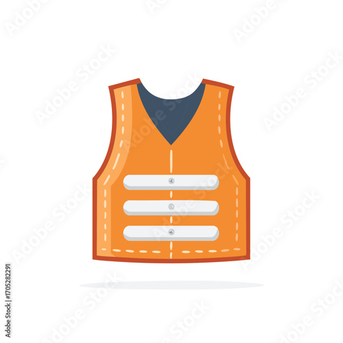 High visibility safety vest isolated on white surface for construction and rescue operations