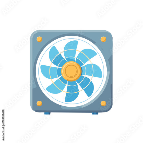 Computer fan for cooling CPU with blue blades vector illustration