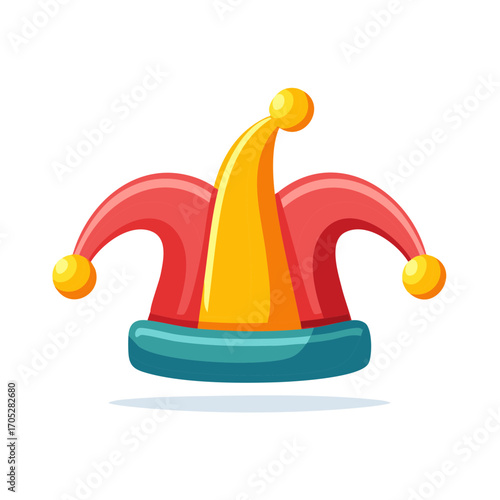 Colorful jester hat cartoon vector illustration for carnival party or festive celebration