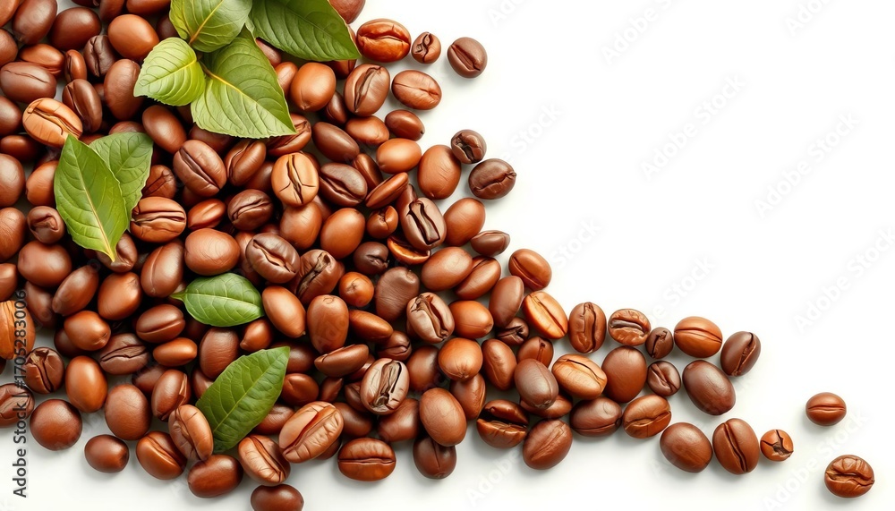 Fototapeta premium A vibrant collection of coffee beans arranged in a vector illustration, ideal for branding and design, beverage, brown