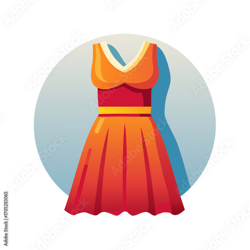 Illustration of a stylish gradient color dress for design and fashion