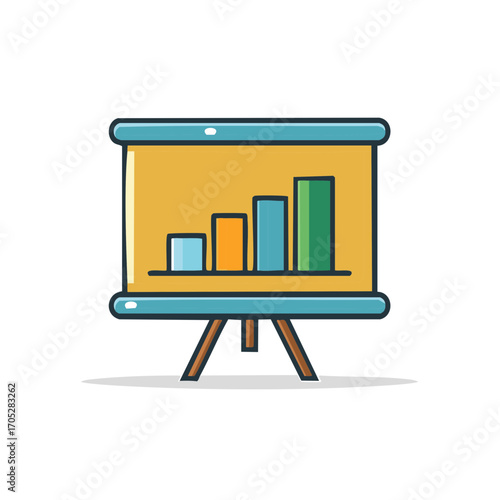 Business presentation with rising bar chart and easel stand