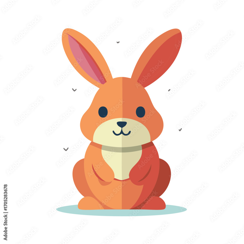 Obraz premium Adorable Orange Rabbit Character with Long Ears in Flat Vector Style