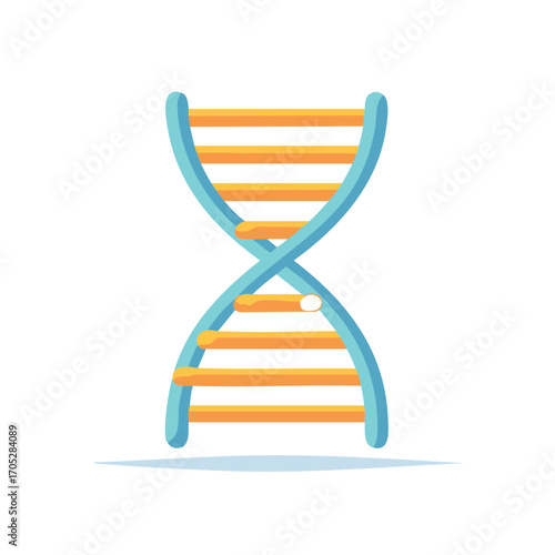 Colorful DNA double helix illustration with incomplete base pair, symbolizing genetic mutation, heredity, or scientific research.