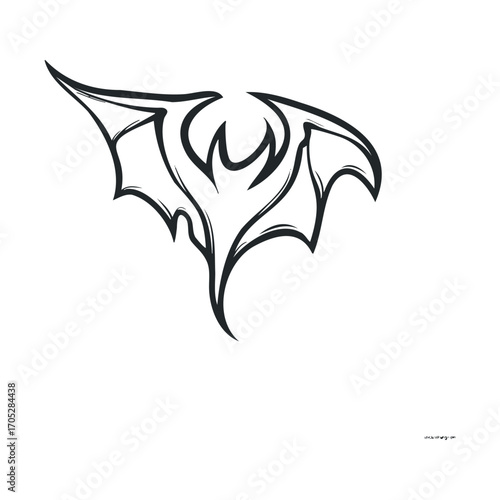 A stylized doodle of a bat's wings.
