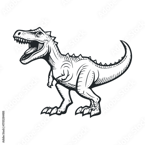 A drawing of a roaring Tyrannosaurus Rex.