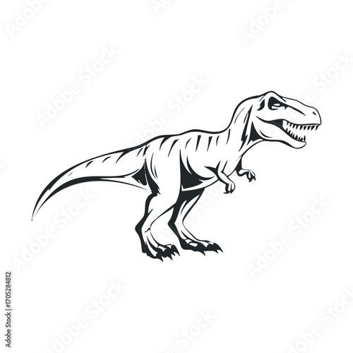A fierce Tyrannosaurus Rex is shown roaring.