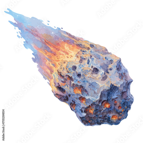 watercolor of Meteor, vector, isolated on a white background.