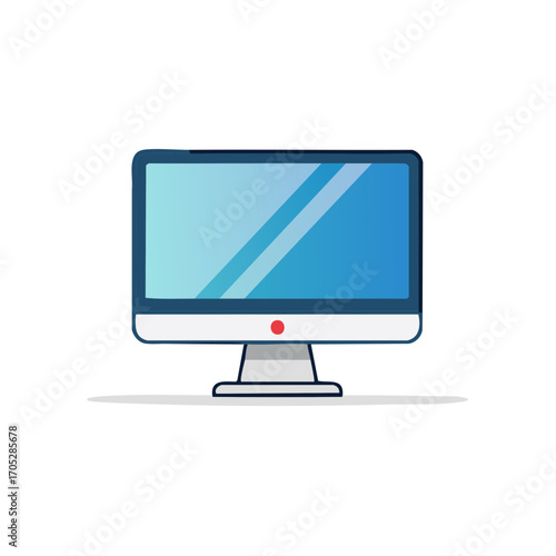 Modern Computer Monitor Display Device Flat Vector Illustration