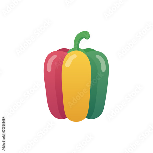 Colorful bell pepper illustration with red, yellow, and green sections