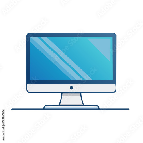 Modern Computer Monitor Displaying Digital Information with Blue Screen