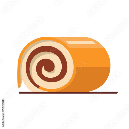 Sweet Swiss Roll Cake Dessert Featuring a Chocolate Swirl Filling and a Light Brown Sponge Cake Wrapper