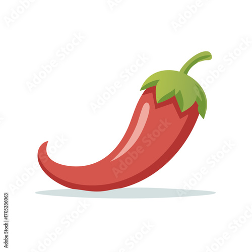 Isolated cartoon vector of a single red chili pepper, chili peppers, jalapeno