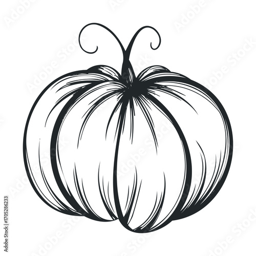 A hand-drawn spooky pumpkin with a stitched face.