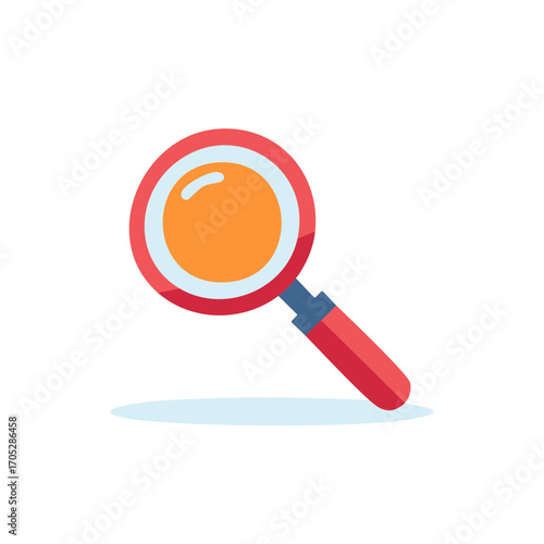 Modern flat design magnifying glass icon for internet search exploration analysis and discovery