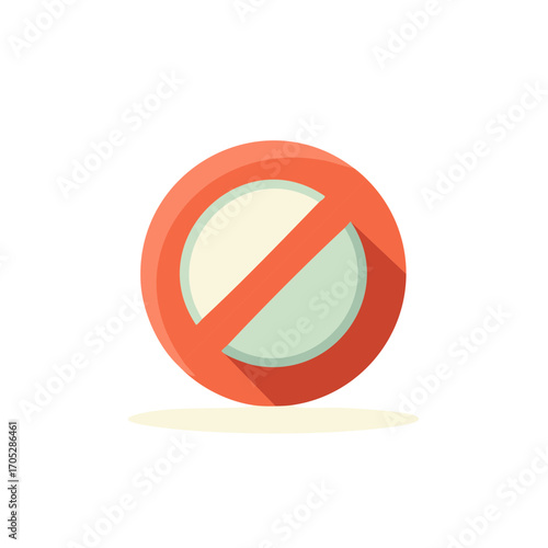 Prohibition Symbol Illustration - Circle with Diagonal Red Bar for No Entry or Access