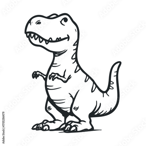 A simple doodle of a grinning Tyrannosaurus Rex.