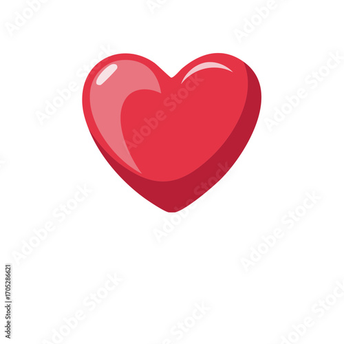 Red Heart Illustration Glossy Valentine's Day Symbol Romance Love Passion Healthcare